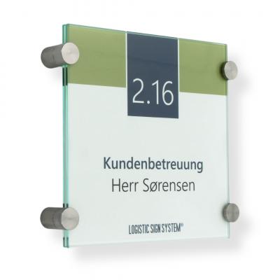 Türschild VITRUM K , Glasschild, Büroschild, Doppelglasschild